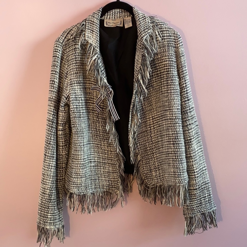 New Direction 100% cotton fringe blazer size Small
